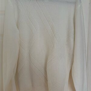 Alfred Dunner Cream Textured Knit Sweater
